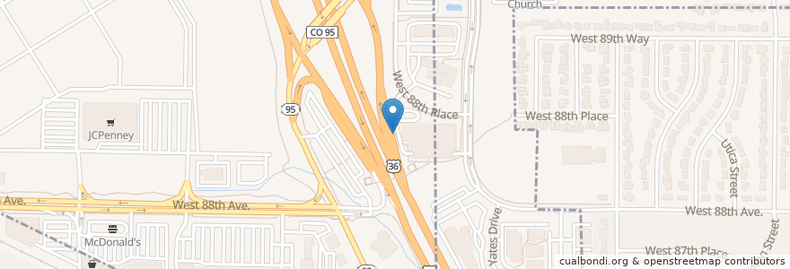 Mapa de ubicacion de US 36 & Sheridan Station en الولايات المتّحدة الأمريكيّة, كولورادو, Westminster, Jefferson County.