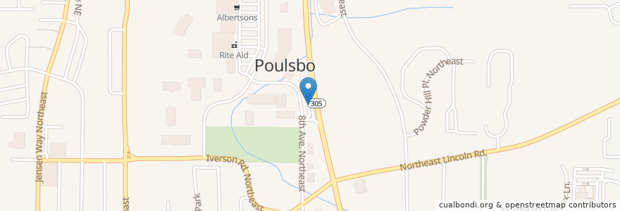 Mapa de ubicacion de Poulsbo Transfer Center en Estados Unidos De América, Washington, Kitsap County, Poulsbo.