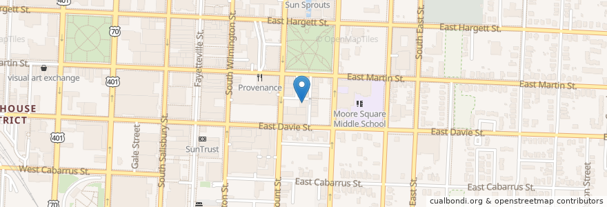 Mapa de ubicacion de Big Ed's City Market Restaurant en États-Unis D'Amérique, Caroline Du Nord, Wake County, Raleigh.