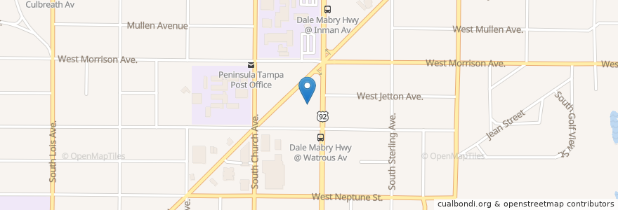 Mapa de ubicacion de Quiznos en Estados Unidos De América, Florida, Hillsborough County, Tampa.