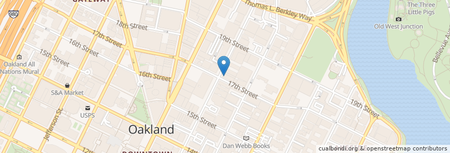 Mapa de ubicacion de Beauty's Bagel Shop en Verenigde Staten, Californië, Alameda County, Oakland.