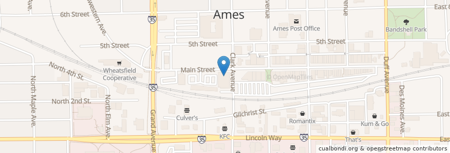 Mapa de ubicacion de Hy-Vee Drugstore en 美利坚合众国/美利堅合眾國, 艾奥瓦州, Story County, Ames.