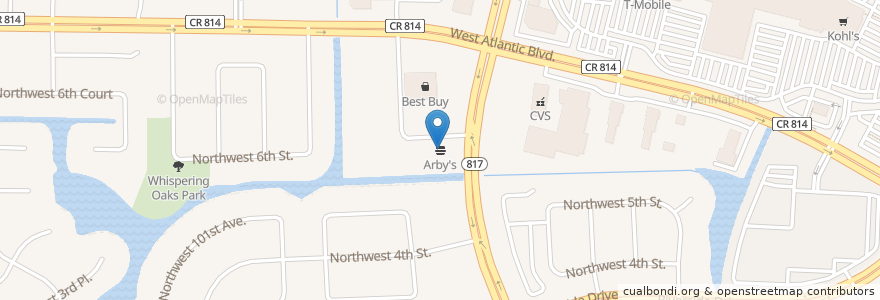 Mapa de ubicacion de Arby's en Stati Uniti D'America, Florida, Broward County, Coral Springs.