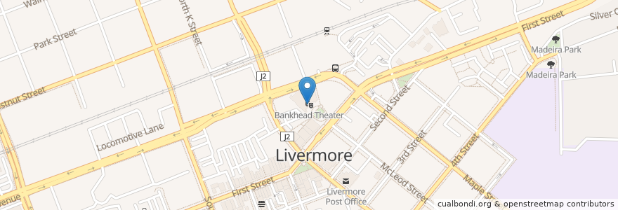 Mapa de ubicacion de Bankhead Theater en ایالات متحده آمریکا, کالیفرنیا, شهرستان آلامدا، کالیفرنیا, Livermore.