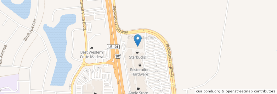 Mapa de ubicacion de Nordstrom's Espresso Bar en Estados Unidos De América, California, Marin County, Corte Madera.