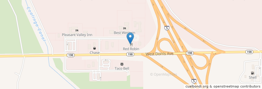 Mapa de ubicacion de Red Robin en Stati Uniti D'America, California, Fresno County.