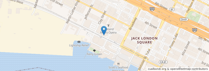 Mapa de ubicacion de Yoshi's Oakland en Amerika Syarikat, California, Alameda County, Oakland.