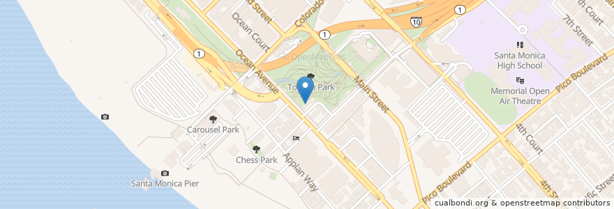 Mapa de ubicacion de Chez Jay en Amerika Birleşik Devletleri, Kaliforniya, Los Angeles County.