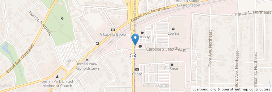 Mapa de ubicacion de Figo en アメリカ合衆国, ジョージア州, Dekalb County, Atlanta.