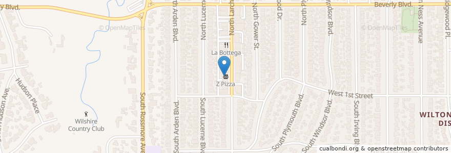Mapa de ubicacion de Z Pizza en Amerika Birleşik Devletleri, Kaliforniya, Los Angeles County, Los Angeles.