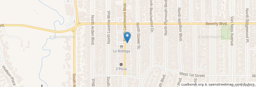 Mapa de ubicacion de Starbucks en États-Unis D'Amérique, Californie, Los Angeles County, Los Angeles.