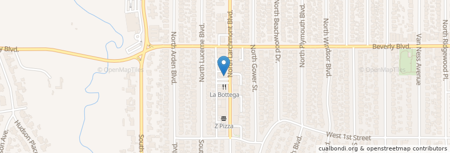 Mapa de ubicacion de Burger Lounge en 미국, 캘리포니아주, Los Angeles County, 로스앤젤레스.