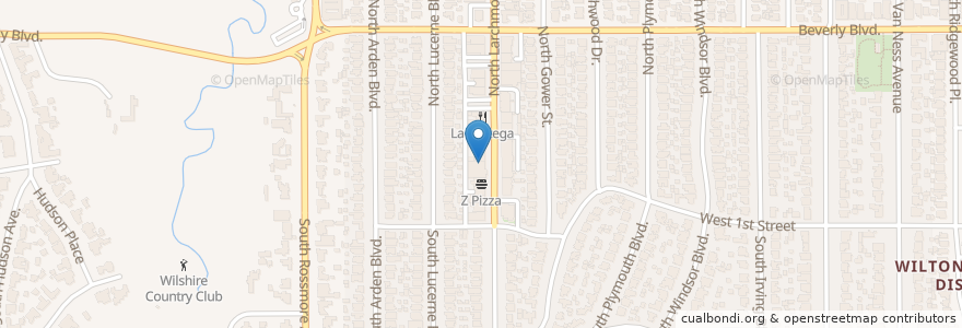 Mapa de ubicacion de Village Pizza en Estados Unidos Da América, Califórnia, Los Angeles County, Los Angeles.