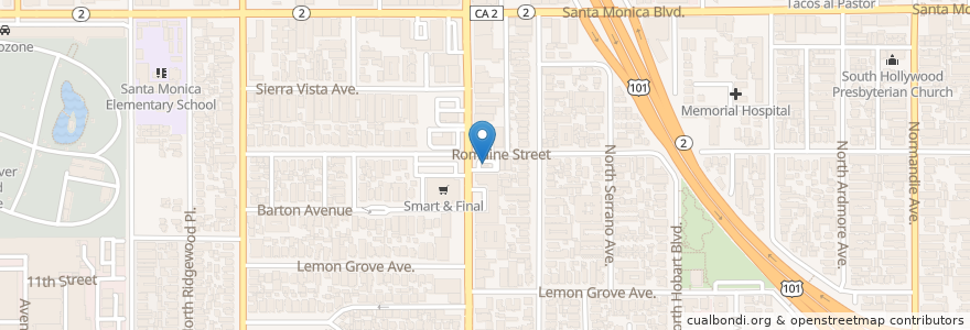 Mapa de ubicacion de Taco Bell en Stati Uniti D'America, California, Los Angeles County, Los Angeles.