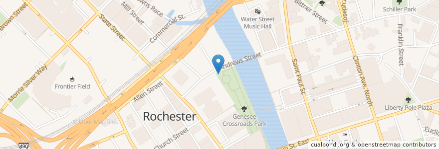 Mapa de ubicacion de Genesee Crossroads Garage en 미국, 뉴욕, Monroe County, Rochester.