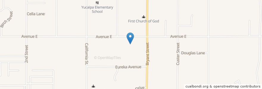 Mapa de ubicacion de Yucaipa Seventh-day Adventist Church en アメリカ合衆国, カリフォルニア州, San Bernardino County, Yucaipa.