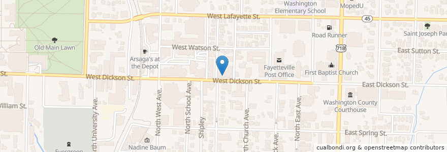 Mapa de ubicacion de Willy D's en Stati Uniti D'America, Arkansas, Washington County, Fayetteville.