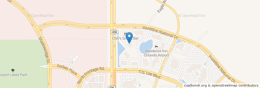 Mapa de ubicacion de Tony Roma's en 미국, 플로리다주, Orange County, 올랜도.