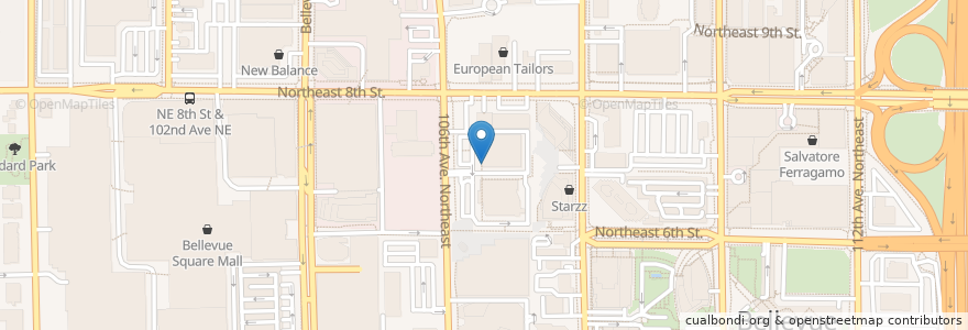 Mapa de ubicacion de Starbucks en Stati Uniti D'America, Washington, King County, Bellevue.