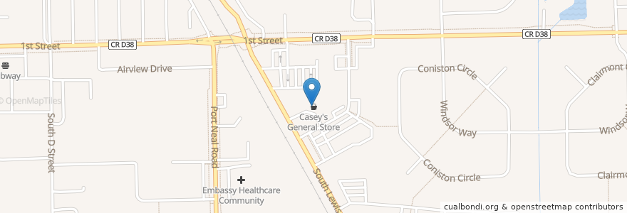 Mapa de ubicacion de Casey's General Store en アメリカ合衆国, アイオワ州, Woodbury County, Sergeant Bluff.