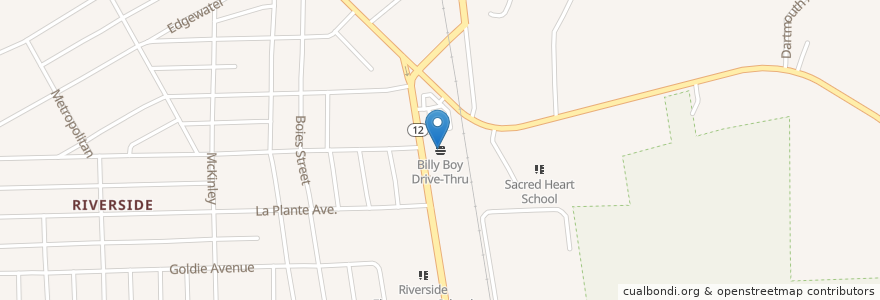 Mapa de ubicacion de Billy Boy Drive-Thru en Stati Uniti D'America, Iowa, Woodbury County, Sioux City.