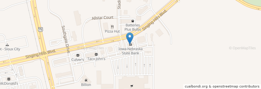 Mapa de ubicacion de Bank First en الولايات المتّحدة الأمريكيّة, آيوا, Woodbury County, Sioux City.