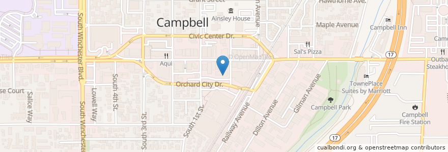 Mapa de ubicacion de A Bellagio en 미국, 캘리포니아주, Santa Clara County, Campbell.