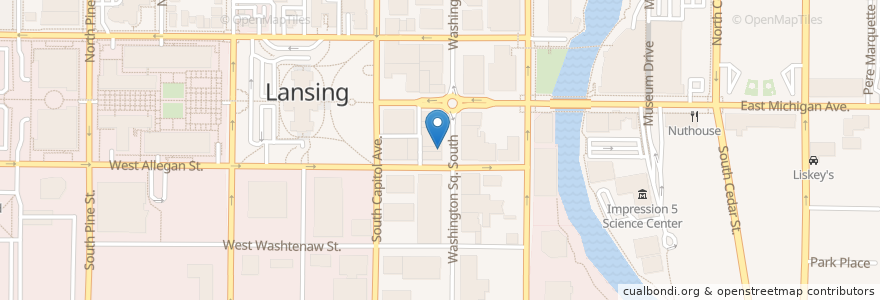 Mapa de ubicacion de Weston's Kewpee Restaurant en Amerika Syarikat, Michigan, Ingham County, Lansing.