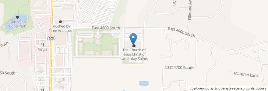Mapa de ubicacion de The Church of Jesus Christ of Latter-day Saints en アメリカ合衆国, ユタ州, Weber County, Ogden.