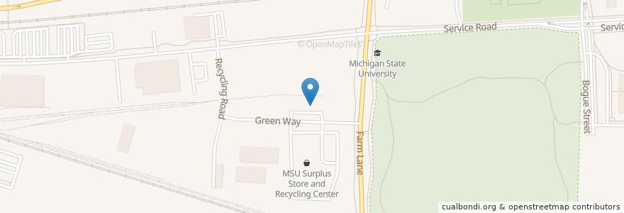 Mapa de ubicacion de MSU Recycling Center en United States, Michigan, Ingham County, East Lansing.