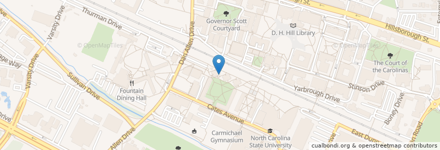 Mapa de ubicacion de Bowen Hall Bicycle Parking en United States, North Carolina, Wake County, Raleigh.