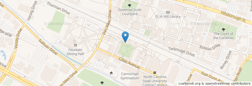 Mapa de ubicacion de Bowen Hall Bicycle Parking en États-Unis D'Amérique, Caroline Du Nord, Wake County, Raleigh.