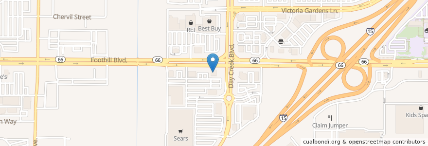 Mapa de ubicacion de Red Robin en Estados Unidos De América, California, San Bernardino County, Rancho Cucamonga.