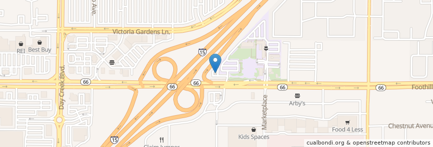 Mapa de ubicacion de Rolling Sushi en Stati Uniti D'America, California, San Bernardino County, Rancho Cucamonga.