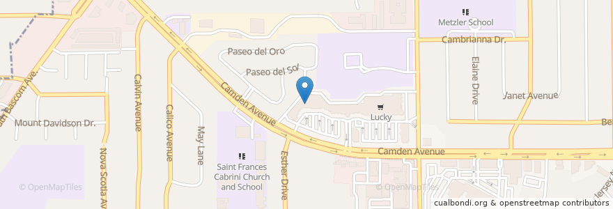 Mapa de ubicacion de Armadillo Willy’s Camden en United States, California, Santa Clara County, San Jose.