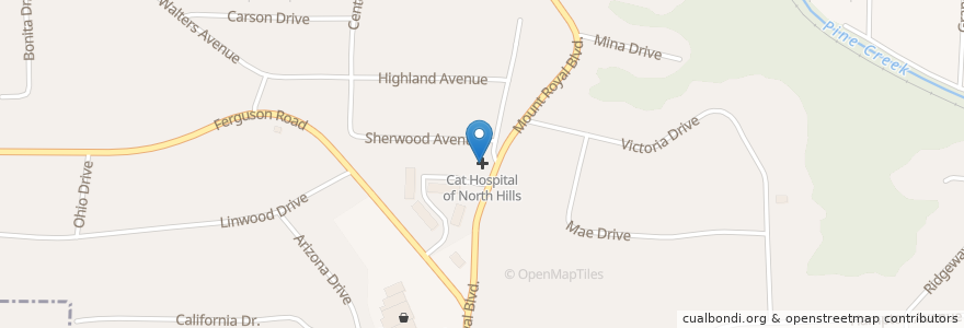 Mapa de ubicacion de Cat Hospital of North Hills en アメリカ合衆国, ペンシルベニア州, Allegheny County, Hampton Township.