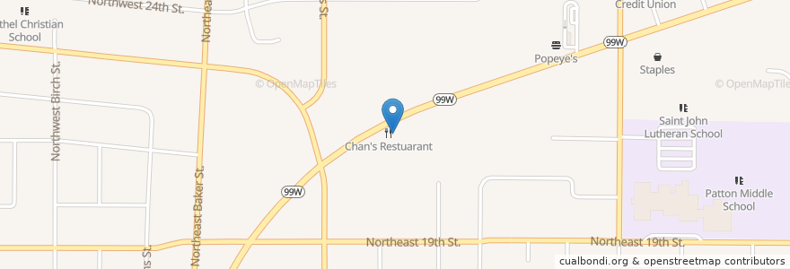 Mapa de ubicacion de Chan's Restuarant en United States, Oregon, Yamhill County, Mcminnville.