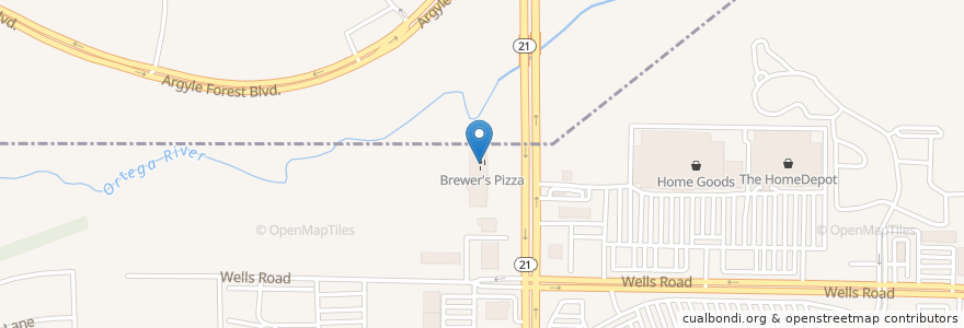 Mapa de ubicacion de Brewer's Pizza en Соединённые Штаты Америки, Флорида, Clay County.