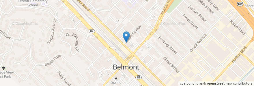 Mapa de ubicacion de The UPS Store en Stati Uniti D'America, California, San Mateo County, Belmont.