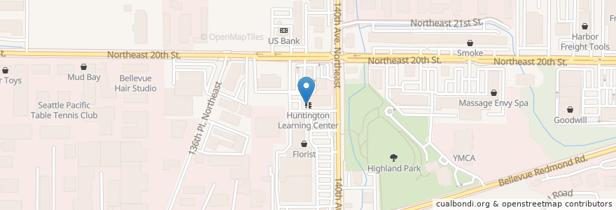 Mapa de ubicacion de Huntington Learning Center en United States, Washington, King County, Bellevue.