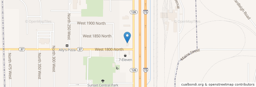 Mapa de ubicacion de Saigon Cafe en ایالات متحده آمریکا, یوتا, Davis County, Sunset.