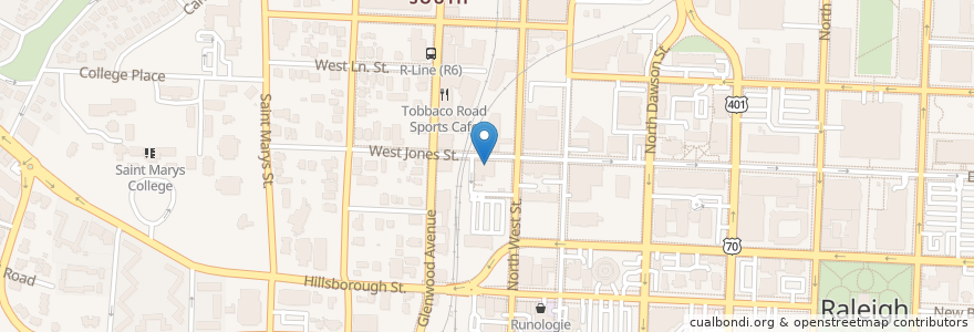 Mapa de ubicacion de Natty Greene's Pub & Brewing en アメリカ合衆国, ノースカロライナ州, Wake County, Raleigh.