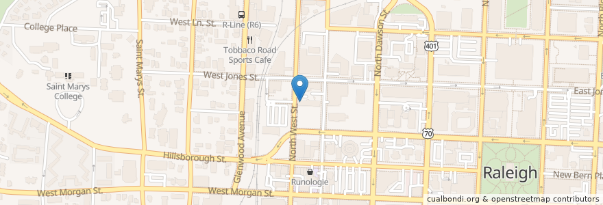 Mapa de ubicacion de Vintage Bar & Lounge en Amerika Birleşik Devletleri, Kuzey Karolina, Wake County, Raleigh.