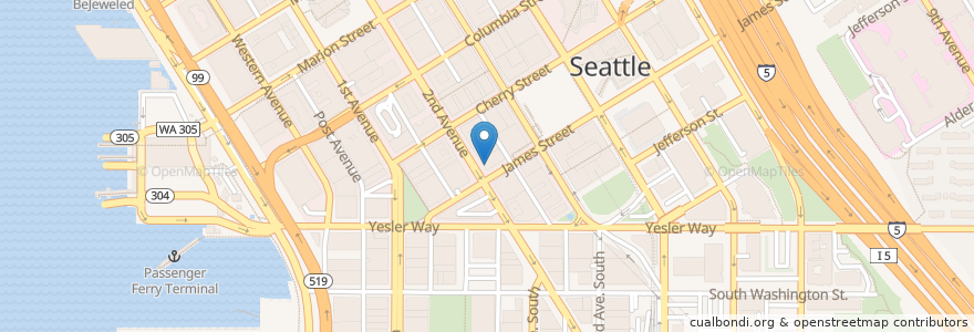 Mapa de ubicacion de Slate Coffee Roasters en Amerika Birleşik Devletleri, Vaşington, King County, Seattle.