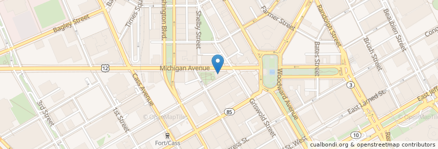 Mapa de ubicacion de Lafayette Coney Island en Estados Unidos Da América, Michigan, Detroit.