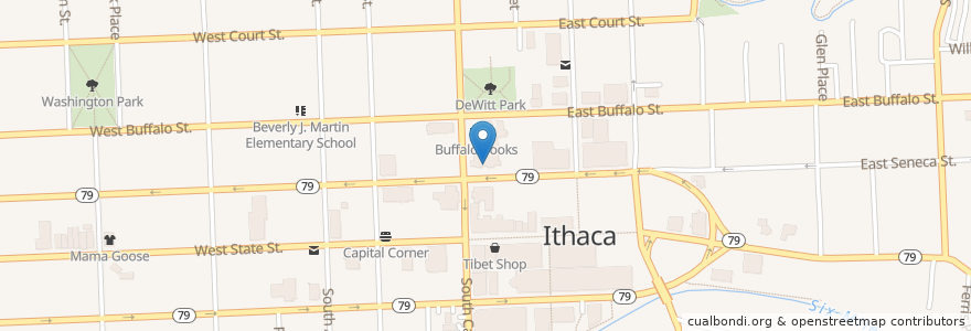 Mapa de ubicacion de Moosewood Restaurant en الولايات المتّحدة الأمريكيّة, نيويورك, Tompkins County, Ithaca Town, Ithaca.