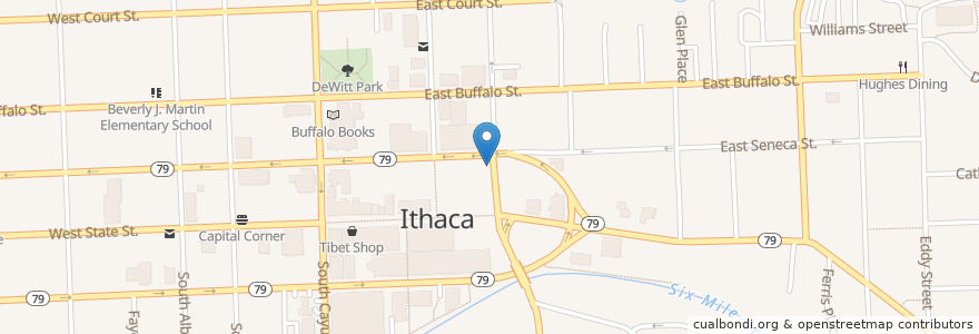 Mapa de ubicacion de Asia Cuisine en アメリカ合衆国, ニューヨーク州, Tompkins County, Ithaca Town, Ithaca.