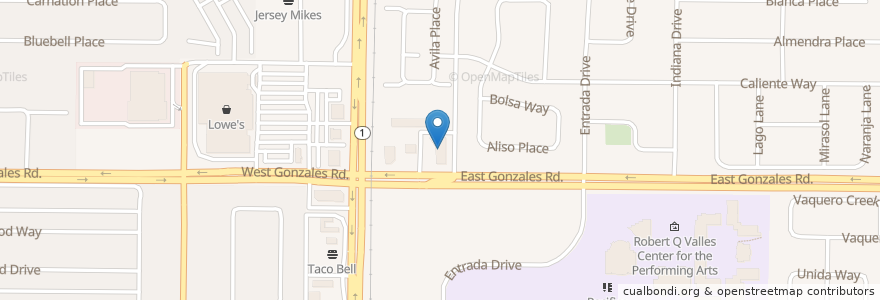 Mapa de ubicacion de Tacos Mi Pueblo en Amerika Syarikat, California, Ventura County, Oxnard.