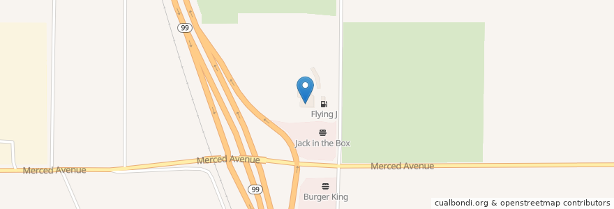 Mapa de ubicacion de Denny's en 미국, 캘리포니아주, Kern County.