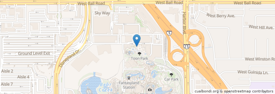 Mapa de ubicacion de Daisy's Diner en アメリカ合衆国, カリフォルニア州, Orange County, Anaheim.